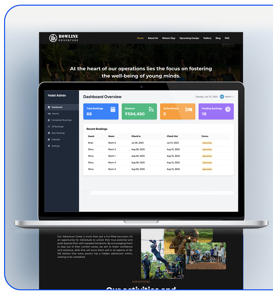 Room & Camp Booking Software for Bowline Adventure